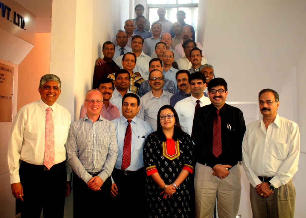 Participants gathered outside Wallem Maritime Training Centre in Mumbai.  Far left in the front row is standing Capt Srirang Manjeshwar, Director at Wallem Maritime Training India Pvt. Ltd. Beside him, Martin Hernqvist of ALL Academy.